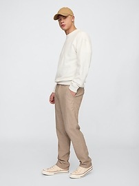 Straight Linen-Blend Pants