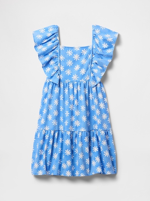 Kids Textured Flutter Sleeve Dress
