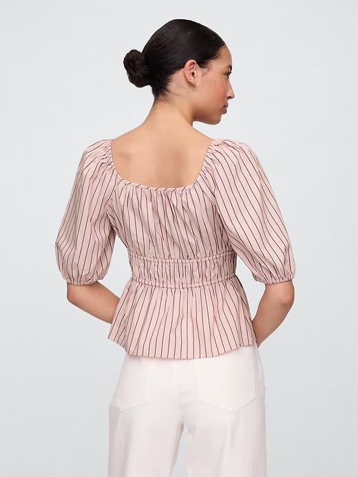 Puff Sleeve Cinched-Waist Top