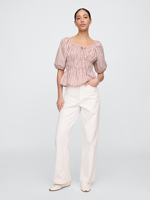 Image number 3 showing, Puff Sleeve Cinched-Waist Top