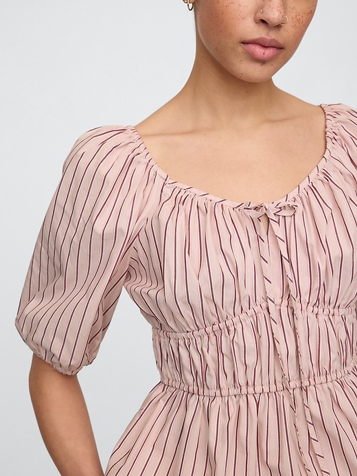 Puff Sleeve Cinched-Waist Top