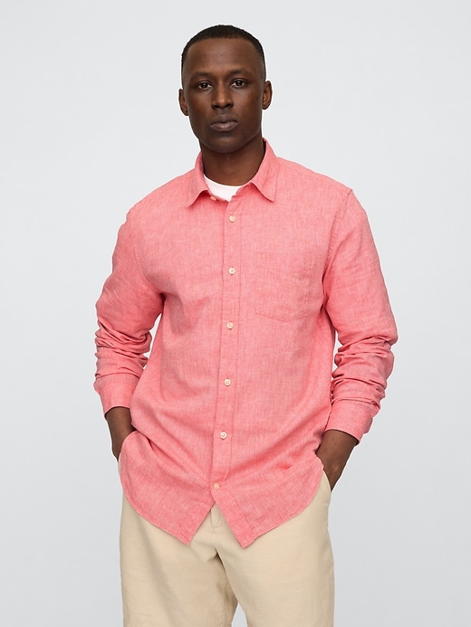 Image number 1 showing, Linen-Blend Shirt in Standard Fit