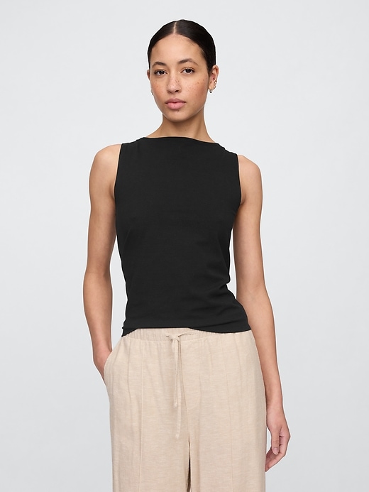 Image number 1 showing, Ribbed Boatneck Tank Top