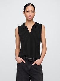 iページ Open-Stitch Collared Sweater Tank Top | Gap Factory