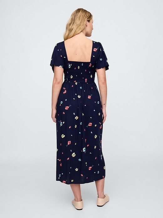 Image number 5 showing, Print Smocked Puff Sleeve Midi Dress