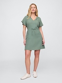 Gauze Splitneck Midi Dress