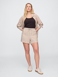 4" Mid Rise Pull-On Linen-Blend Shorts