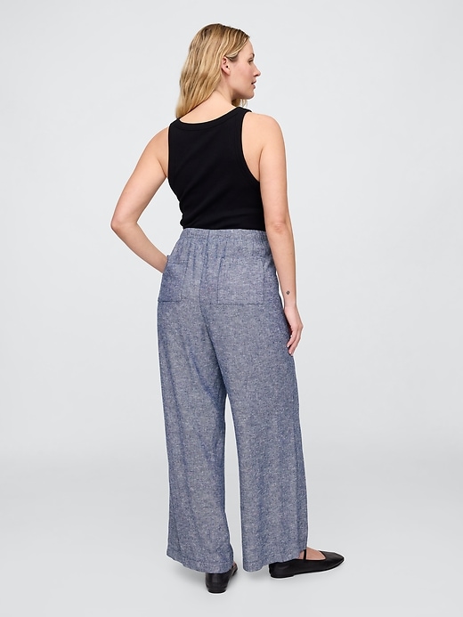Image number 6 showing, Mid Rise Linen-Blend Pull-On Wide-Leg Pants