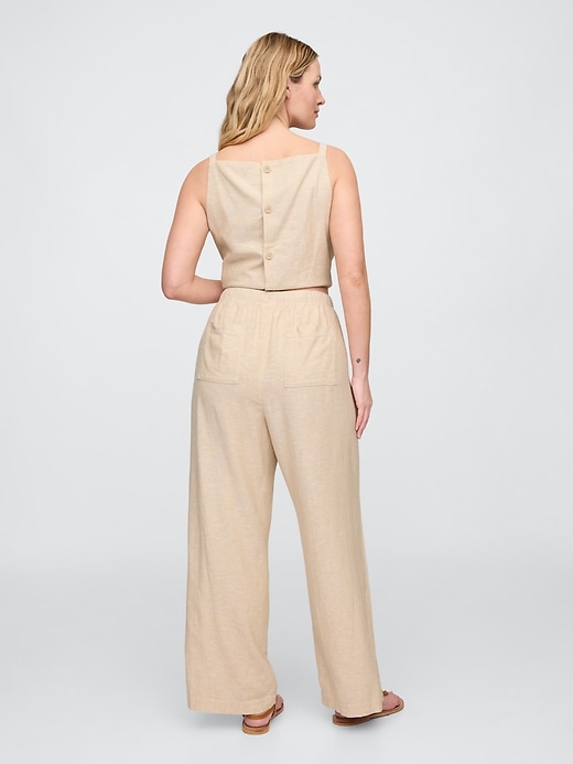 Image number 6 showing, Mid Rise Linen-Blend Pull-On Wide-Leg Pants