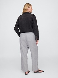 Mid Rise Linen-Blend Stripe Easy Pants
