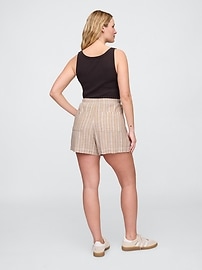 4" Mid Rise Pull-On Linen-Blend Shorts