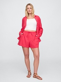 4" Mid Rise Stripe Linen-Blend Shorts