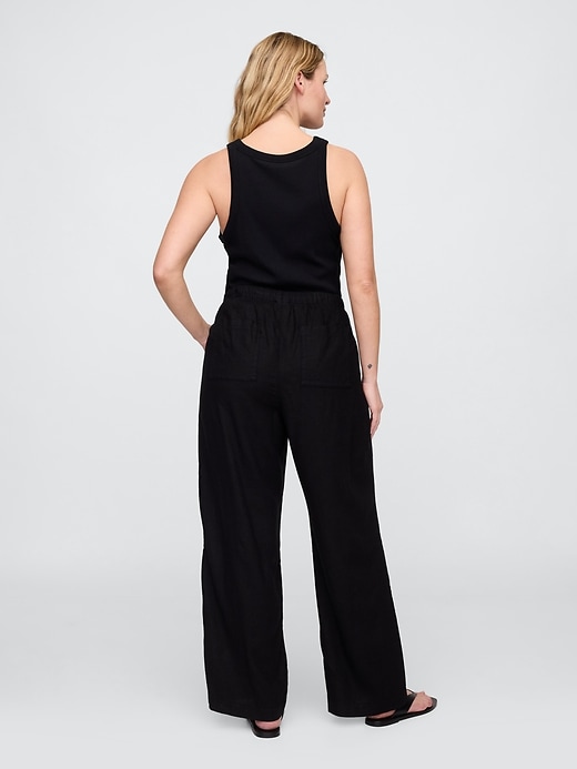 Image number 6 showing, Mid Rise Linen-Blend Pull-On Wide-Leg Pants