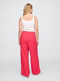 Mid Rise Linen-Blend Pull-On Wide-Leg Pants