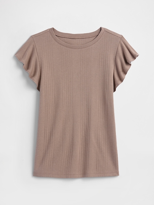 Image number 5 showing, Ribbed Flutter Sleeve T-Shirt