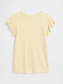 Ribbed Flutter Sleeve T-Shirt
