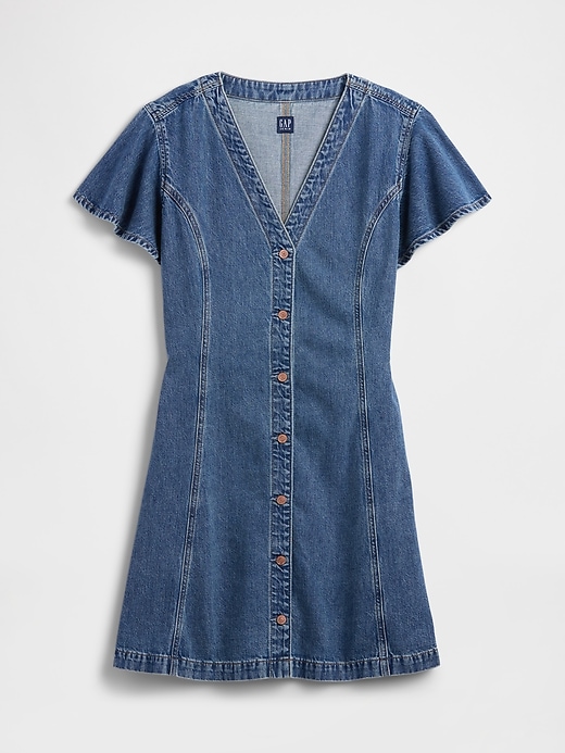 Image number 6 showing, Denim Flutter Sleeve Mini Dress