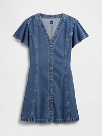 Denim Flutter Sleeve Mini Dress
