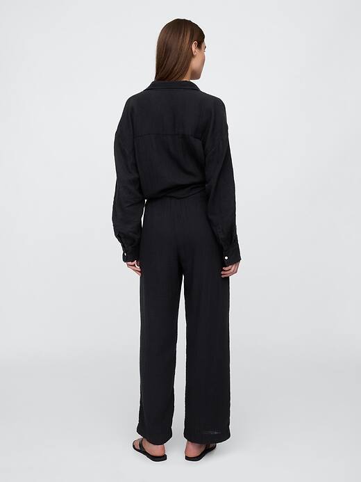 Mid Rise Gauze Pull-On Wide-Leg Pants