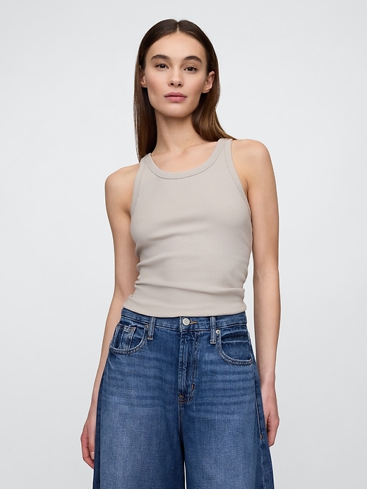 Image number 1 showing, Ribbed Scoopneck Tank Top