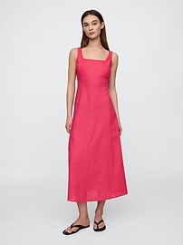 Linen-Blend Squareneck Midi Dress | Gap Factory Linen-Blend Squareneck Midi Dress | Gap Factory