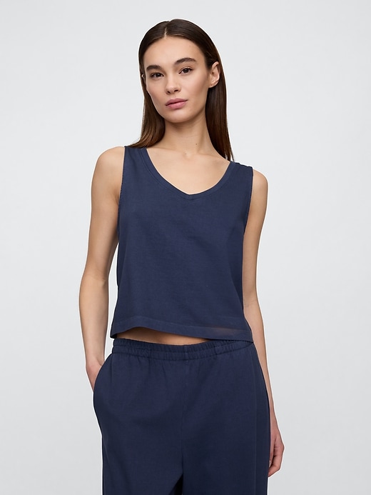 Image number 1 showing, V-Neck PJ Shell Tank Top