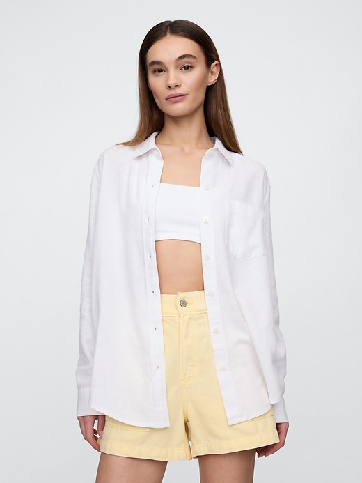 Image number 1 showing, Linen-Blend Easy Shirt