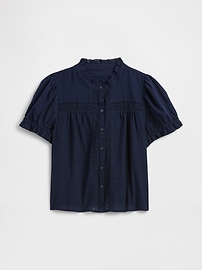 Relaxed Lace Puff Sleeve Top