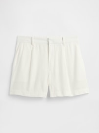 Linen-Blend Pleated Shorts