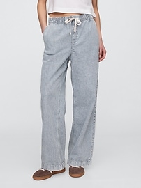 High Rise Wide-Leg Pull-On Jeans