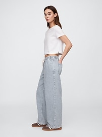 High Rise Pull-On Wide-Leg Utility Jeans