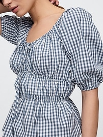 Puff Sleeve Cinched-Waist Top