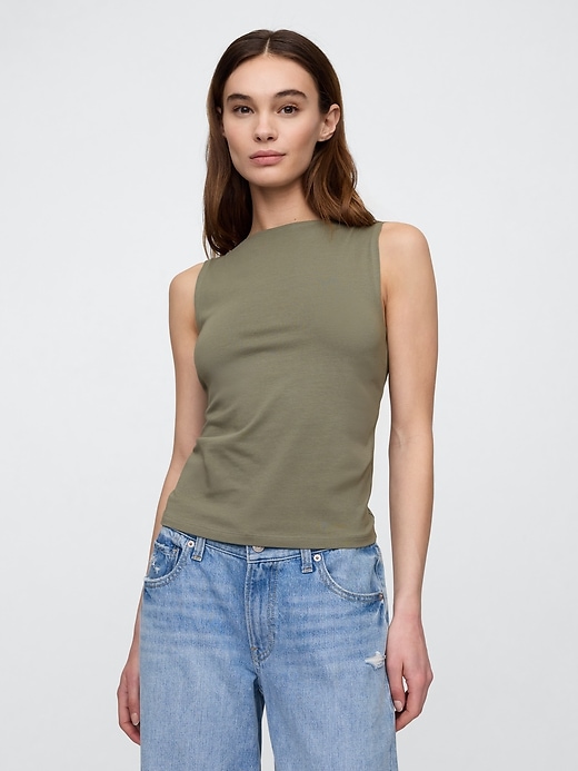 Image number 1 showing, Ribbed Boatneck Tank Top