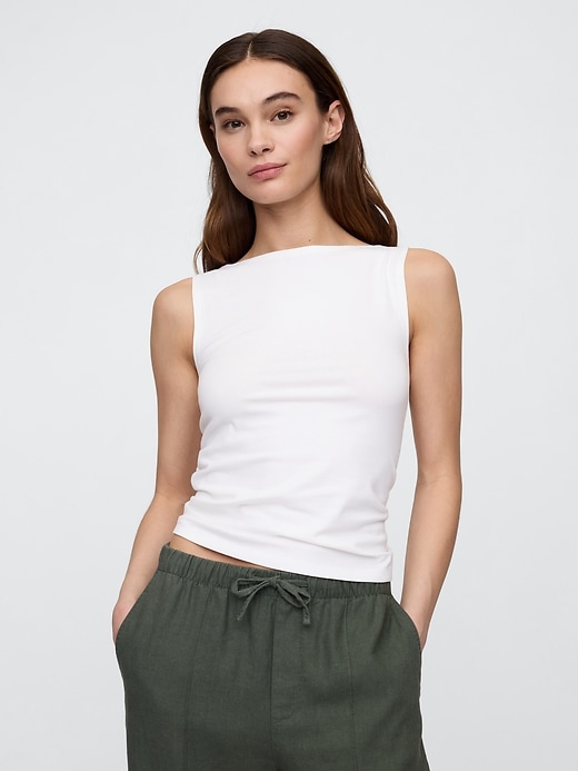 Image number 1 showing, Ribbed Boatneck Tank Top