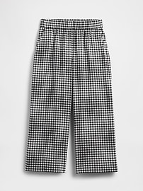 High Rise Linen-Blend Wide-Leg Ankle Pants