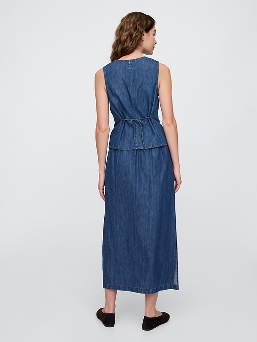 Image number 2 showing, Denim Maxi Slip Skirt