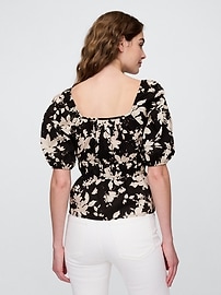 Puff Sleeve Cinched-Waist Top