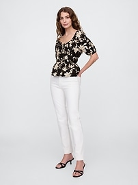 Puff Sleeve Cinched-Waist Top