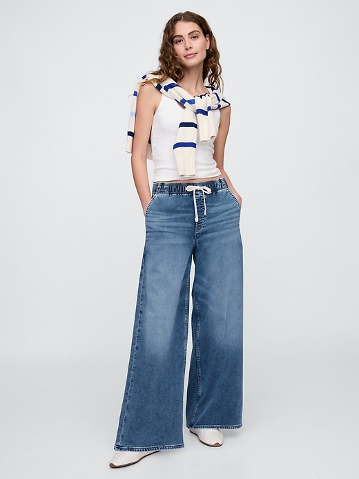 Image number 1 showing, High Rise Pull-On Baggy Sweatpant Jeans