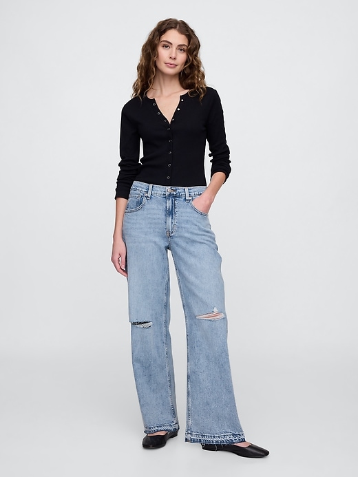 Image number 1 showing, Mid Rise Destructed '90s Loose Jeans
