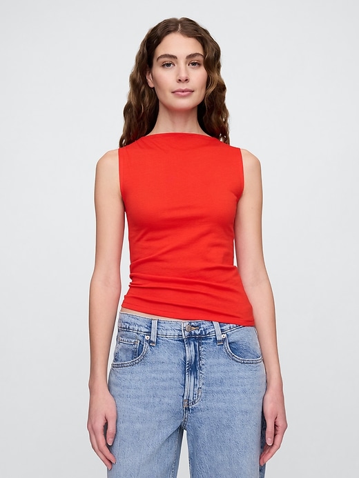 Image number 1 showing, Ribbed Boatneck Tank Top