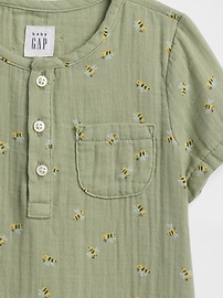 Baby Gauze Henley Romper