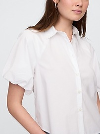 Poplin Bubble Sleeve Top