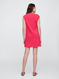 Slub Tie-Sleeve Mini Dress