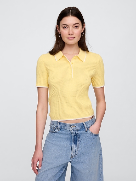 Image number 1 showing, Ribbed Polo Sweater
