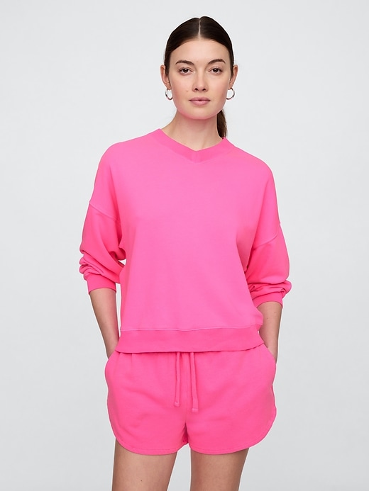 Image number 1 showing, Oversized French Terry V-Neck Sweatshirt