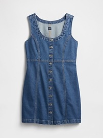 Scoopneck Button-Front Mini Dress