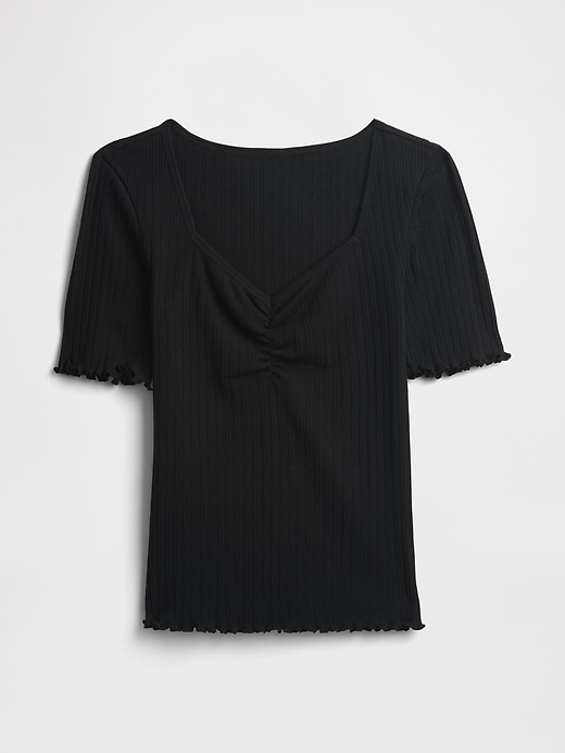 Image number 5 showing, Ribbed Pointelle Ruched Top