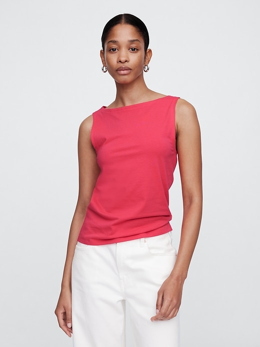Image number 1 showing, Ribbed Boatneck Tank Top
