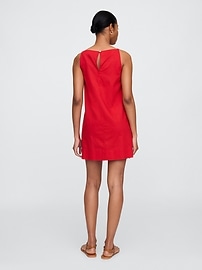 Linen-Blend Apron Mini Dress